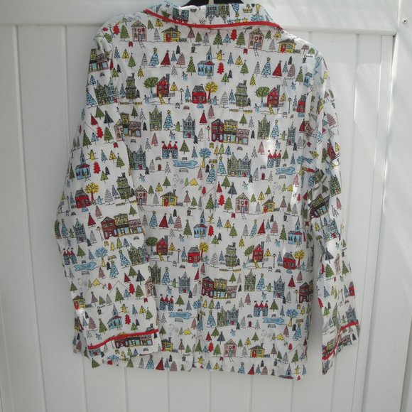 Christmas Village Cotton Flannel Print (2) piece Pajama Set XL - Picture 4 of 7